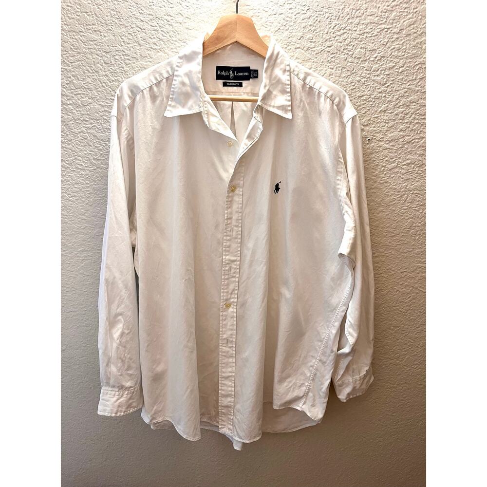 Ralph Lauren Yarmouth White Oxford Button Down Long Sleeve Shirt Pony L 16.5 - Picture 2 of 9